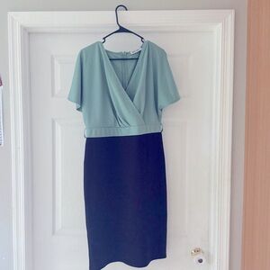 Grace Karin Green and Black Sheath Dress with Flutter Sleeves size XL